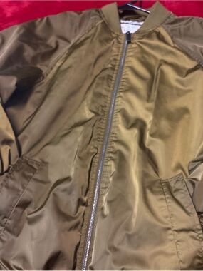 Men's Olive Bomber Jacket - Lightweight Zip Front